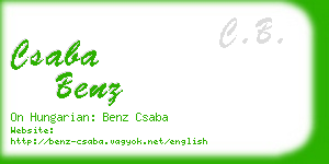 csaba benz business card